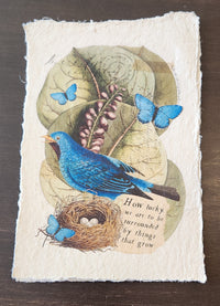 Inspirational Quote with Bird on Handmade Paper Print