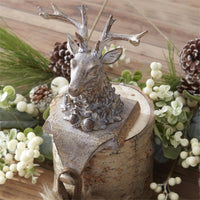 Resin Faux Woodgrain Deer Bust Stocking Holder, 9.5 Inch
