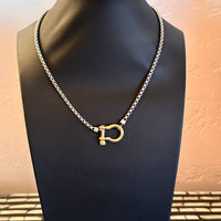 Horsebit Necklace - Silver Chain with Gold Clasp - HANNAH