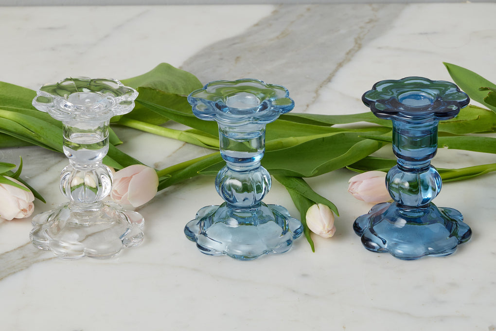 Scalloped Glass Candlestick Holder