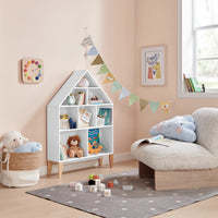 Steiner White Dollhouse Kids Bookshelf with Beech Legs | Danya B.