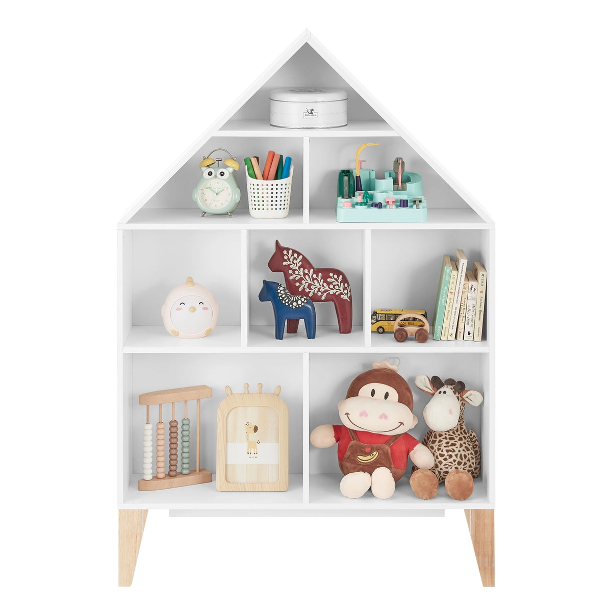 Steiner White Dollhouse Kids Bookshelf with Beech Legs | Danya B.