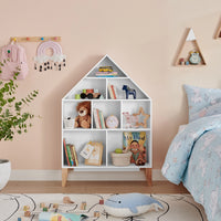 Steiner White Dollhouse Kids Bookshelf with Beech Legs | Danya B.