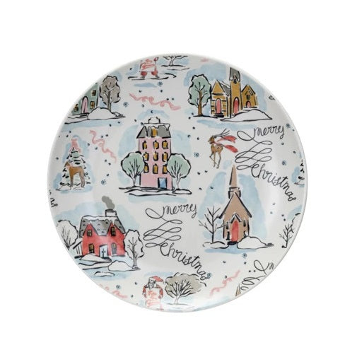 Merry Christmas Stoneware Plate - 8"
