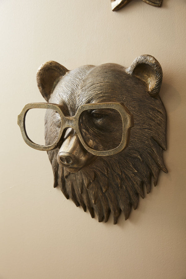 E+E Beatrice the Bear Antiqued Gold Wall Hanging