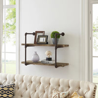 Two-Tier Industrial Pipe Wall Shelf | Danya B.