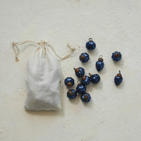 Embossed Recycled Mercury Glass Ornaments with Muslin Bag