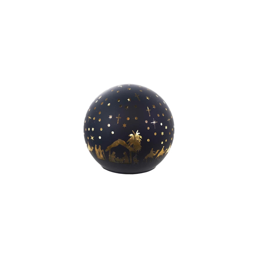 4 in Glass Ball with LED Nativity Scene