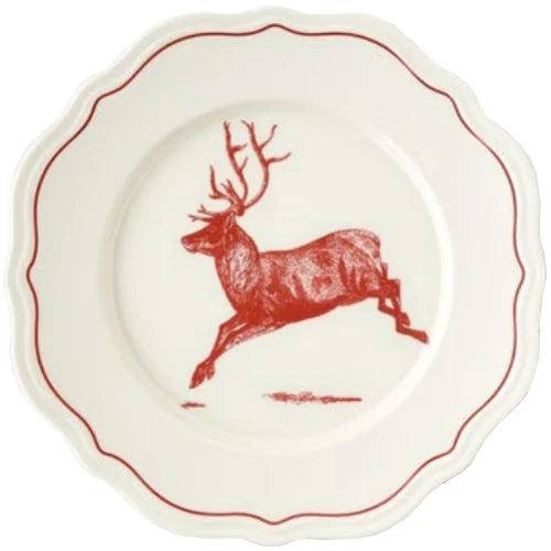 10" Yuletide Scalloped Plate with Stag