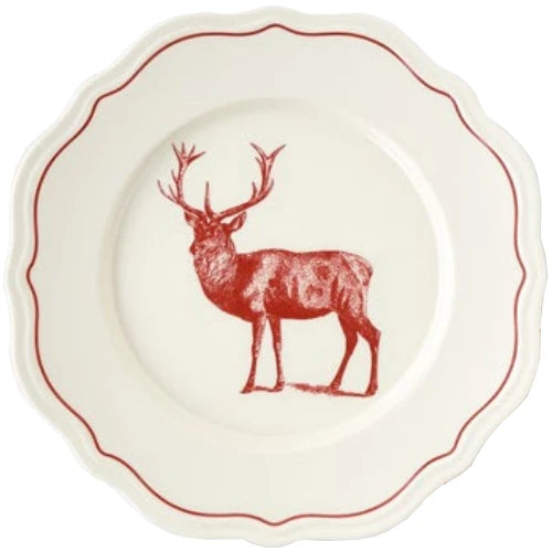 10" Yuletide Scalloped Plate with Stag