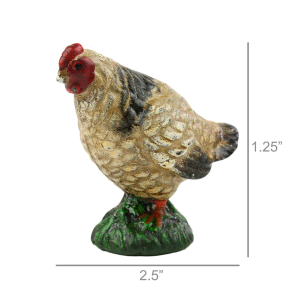 Cast Iron Mini Hand Painted Chicken Statue