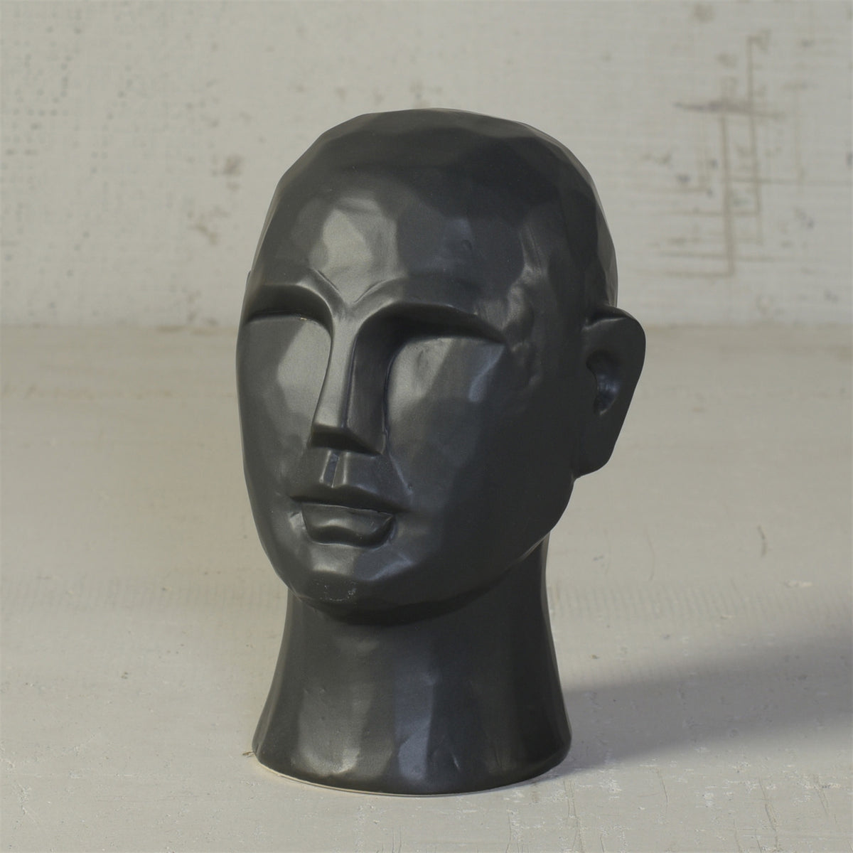 Large Matte Black Gris Geometric Bust