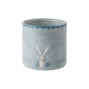 Blue Pot w/ White Bunny