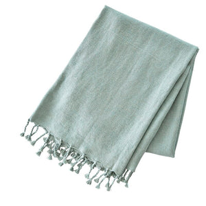 Relaxed Linen Throw w/ Braided Throw