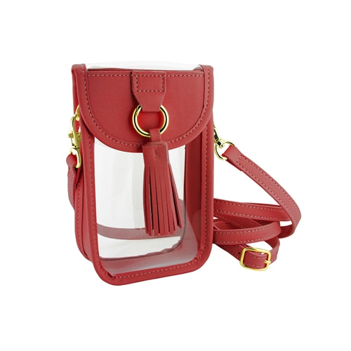Red Cellphone Crossbody Purse with Tassel
