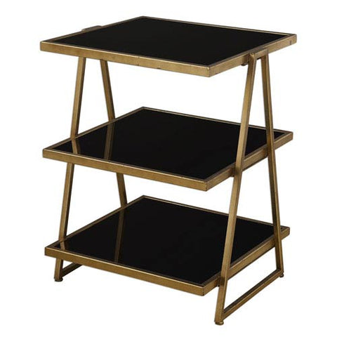 Gold & Black 3 Tiered Garrity Accent Table