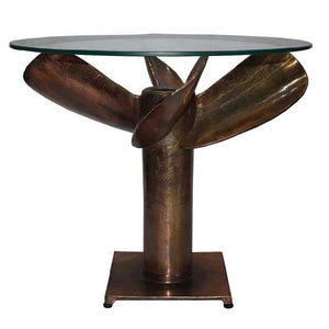 Bronze Propeller Emelia Glass Top End Table