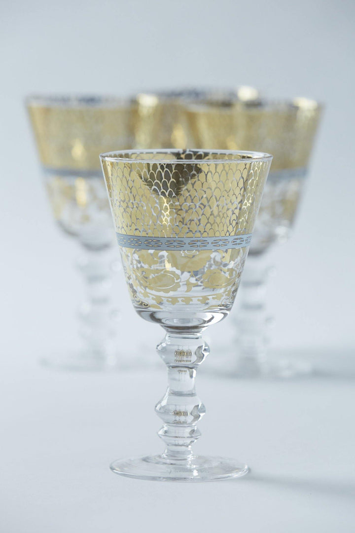 Patina Vie Goblet Glass w Gold Filigree