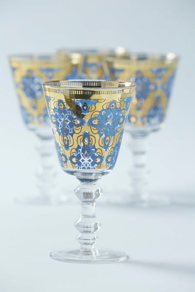 Patina Vie Goblet Glass w Gold Filigree