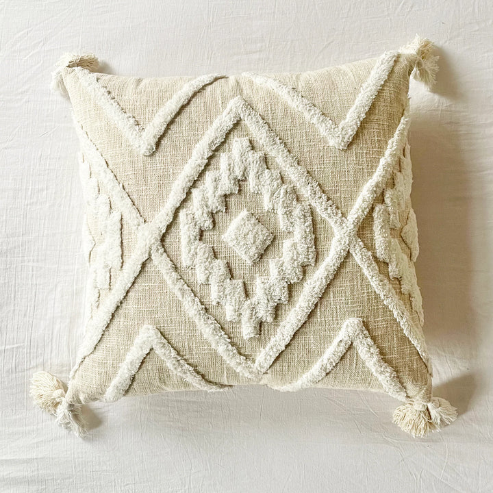 Diamond Tufted Pillow- Alabaster