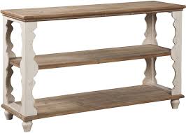 Scalloped Edge Sofa Table with Shelves