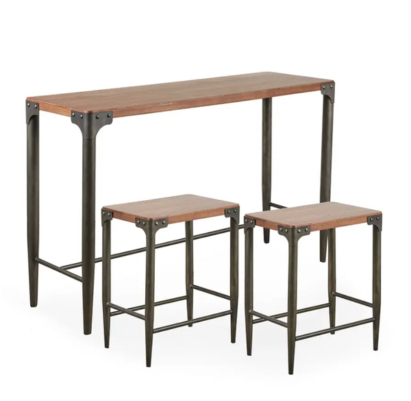 Industrial Counter Table & Backless Stools