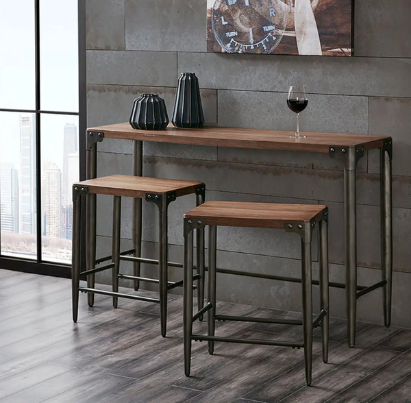 Industrial Counter Table & Backless Stools