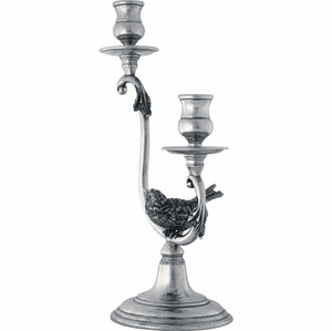 Pewter Two-arm Bird Candlestick