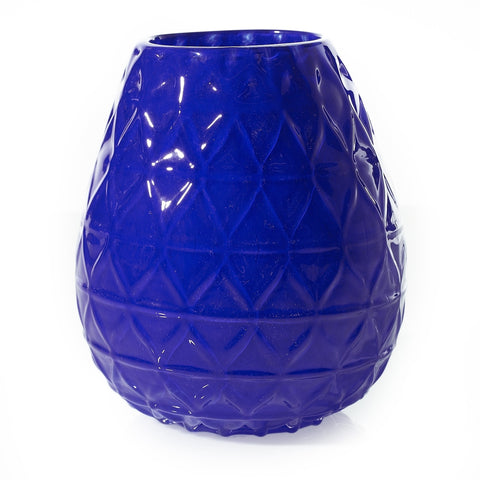 Cobalt Blue Diamond Embossed Round Esmeralda Vase - Tall