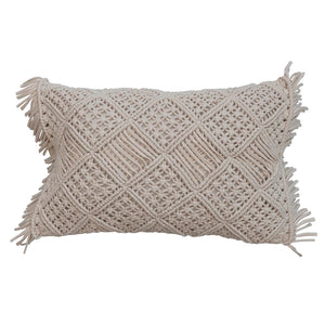 Cotton Macramé Lumbar Pillow