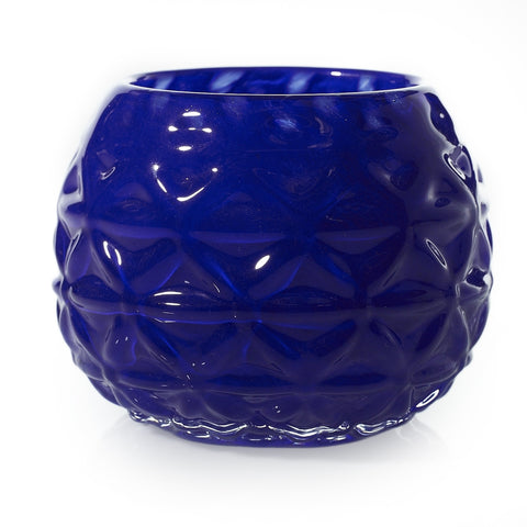 Cobalt Blue Diamond Embossed Round Esmeralda Vase - Short