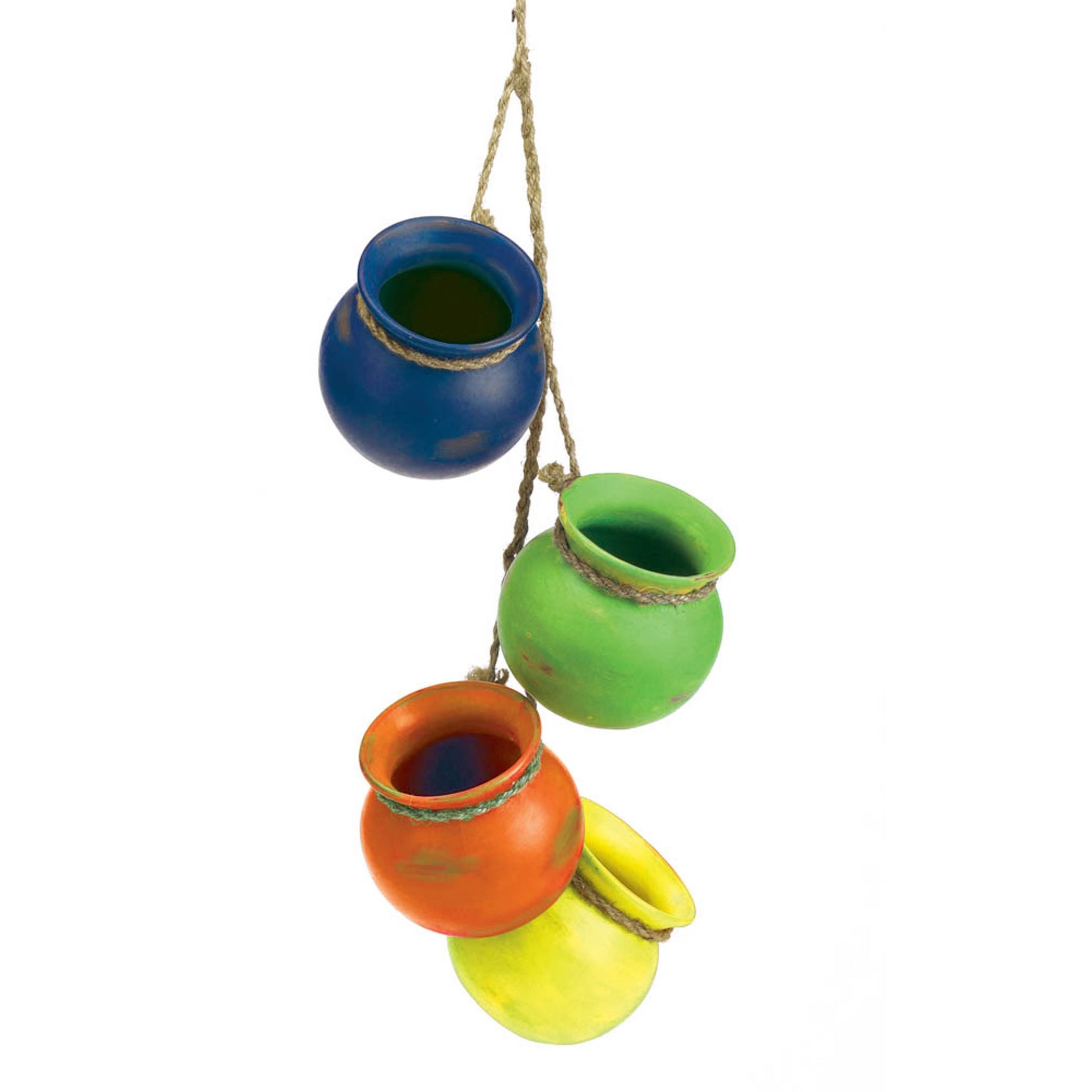 Multicolored Terra Cotta Fiesta Dangling Pots