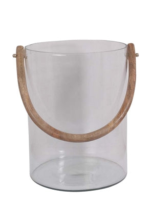 Glass Bucket with Wooden Handle