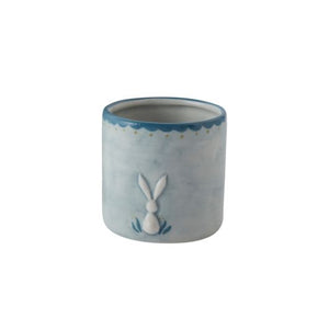 Blue Pot w/ White Bunny