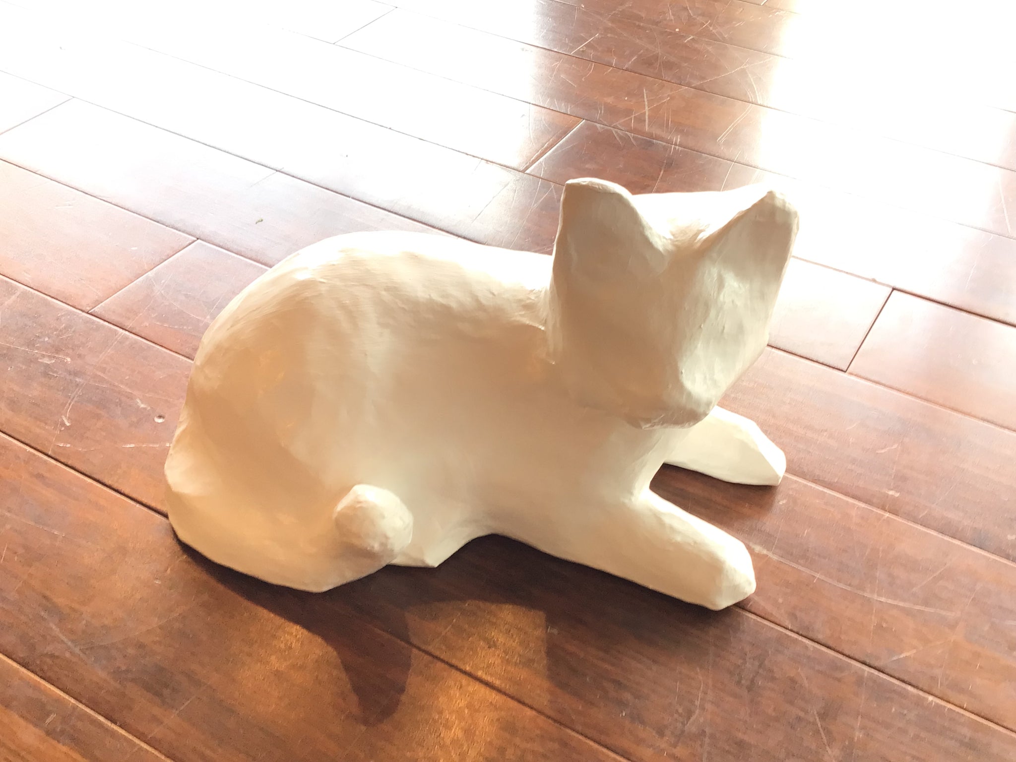 Hand Made White Cat Sculpture