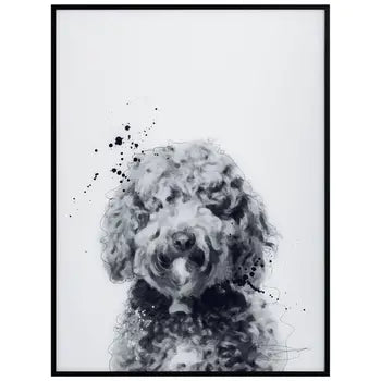 Framed Glass Encased Dog Painting