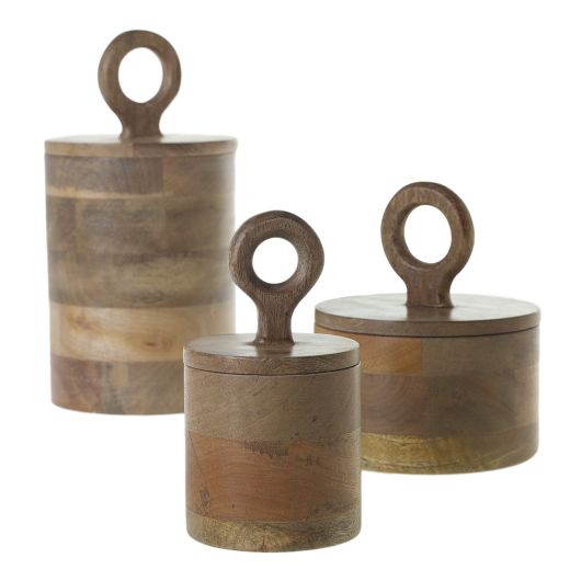 Accent Decor Mango Wood Canister - Thumbnail 4