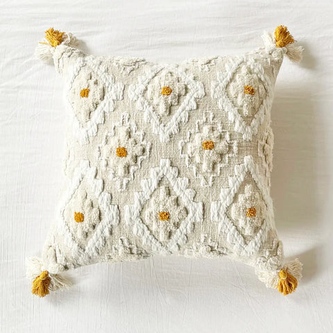 Embroidered Cotton Square Pillow Cover