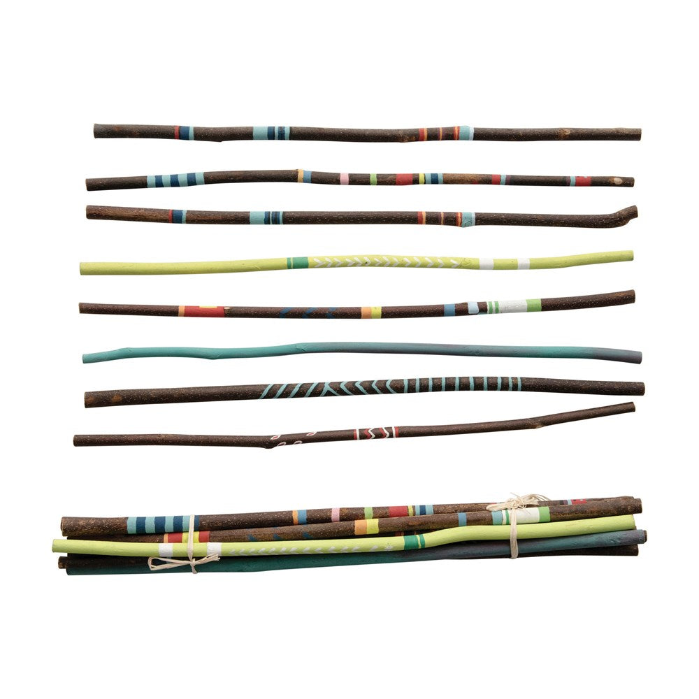 Acacia Decorators  Tribal Wood Stick Set of 8