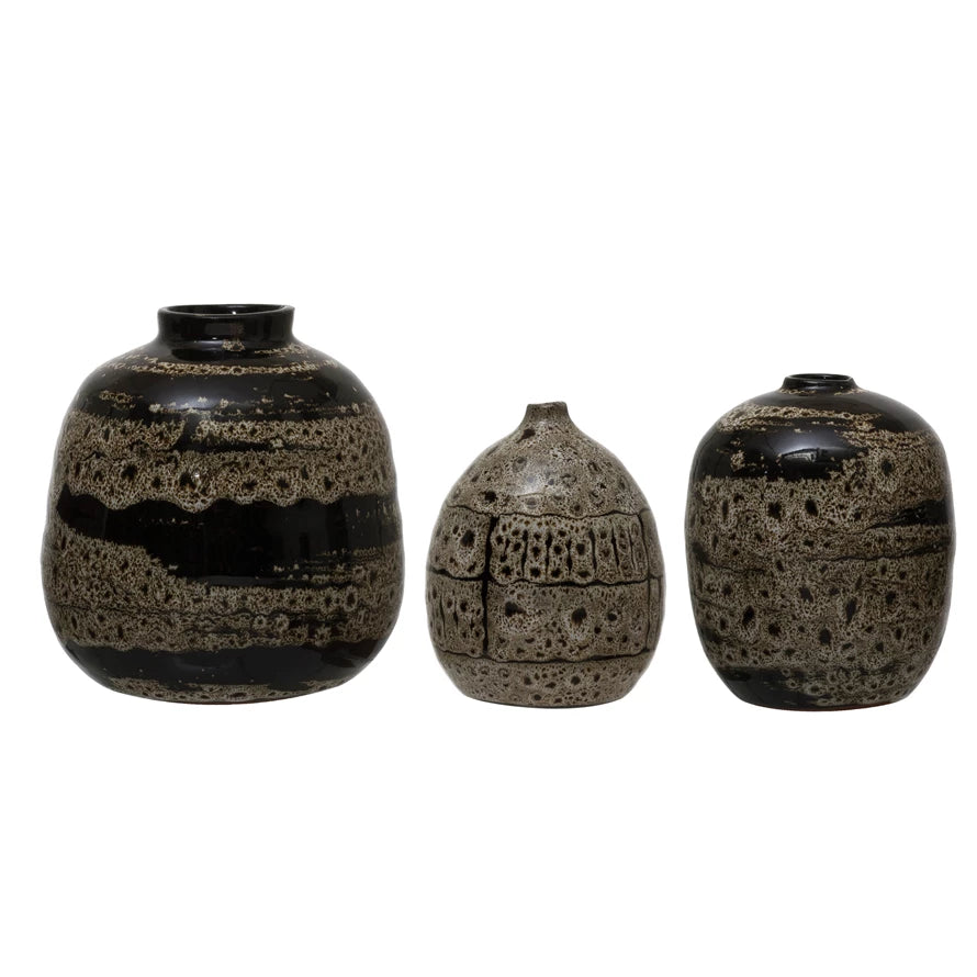 Glazed Terra Cotta Vase Set