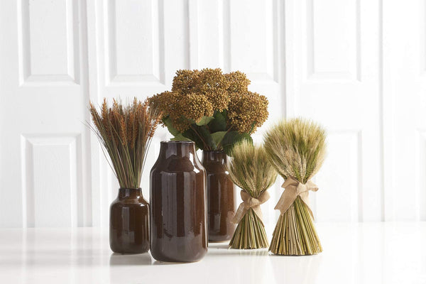 Brown Fluted Vase Set